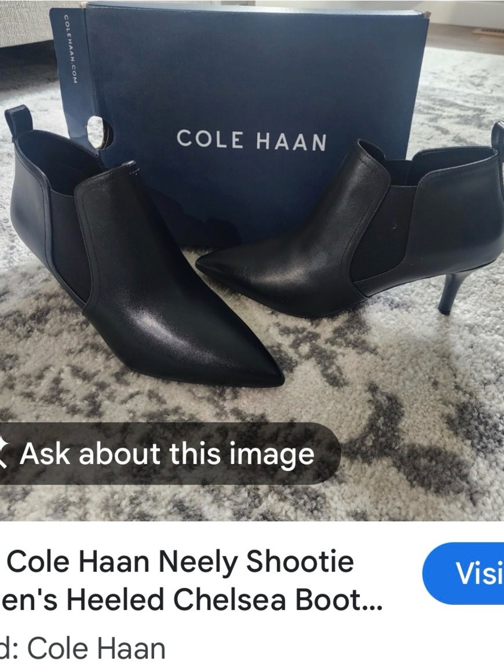 Size 9 1/2 Cole Haan Black Pointed Neely Shootie Chelsea Booties